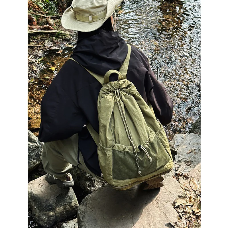 

Drawstring Backpack Men's Casual Drawstring Bag Lightweight Sports Mountaineering Hiking BackpackFemale Student Schoolbag