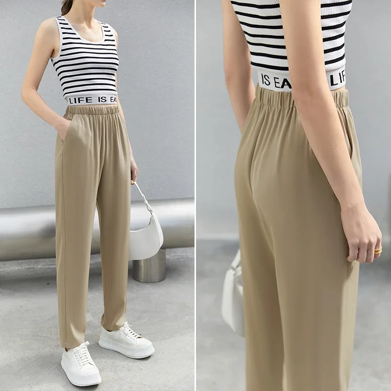 AMII Minimalismus Freizeithosen für Damen 2023 Herbst Neue High-Waist-Vintage-All-Match-koreanische Hose Knöchellange Hose 12332019