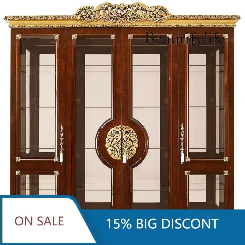 

New Chinese Classical Light Luxury Wine Cabinet Living Room Luxury Gold Foil Engraving Dining Side Storage Large Apartment Home