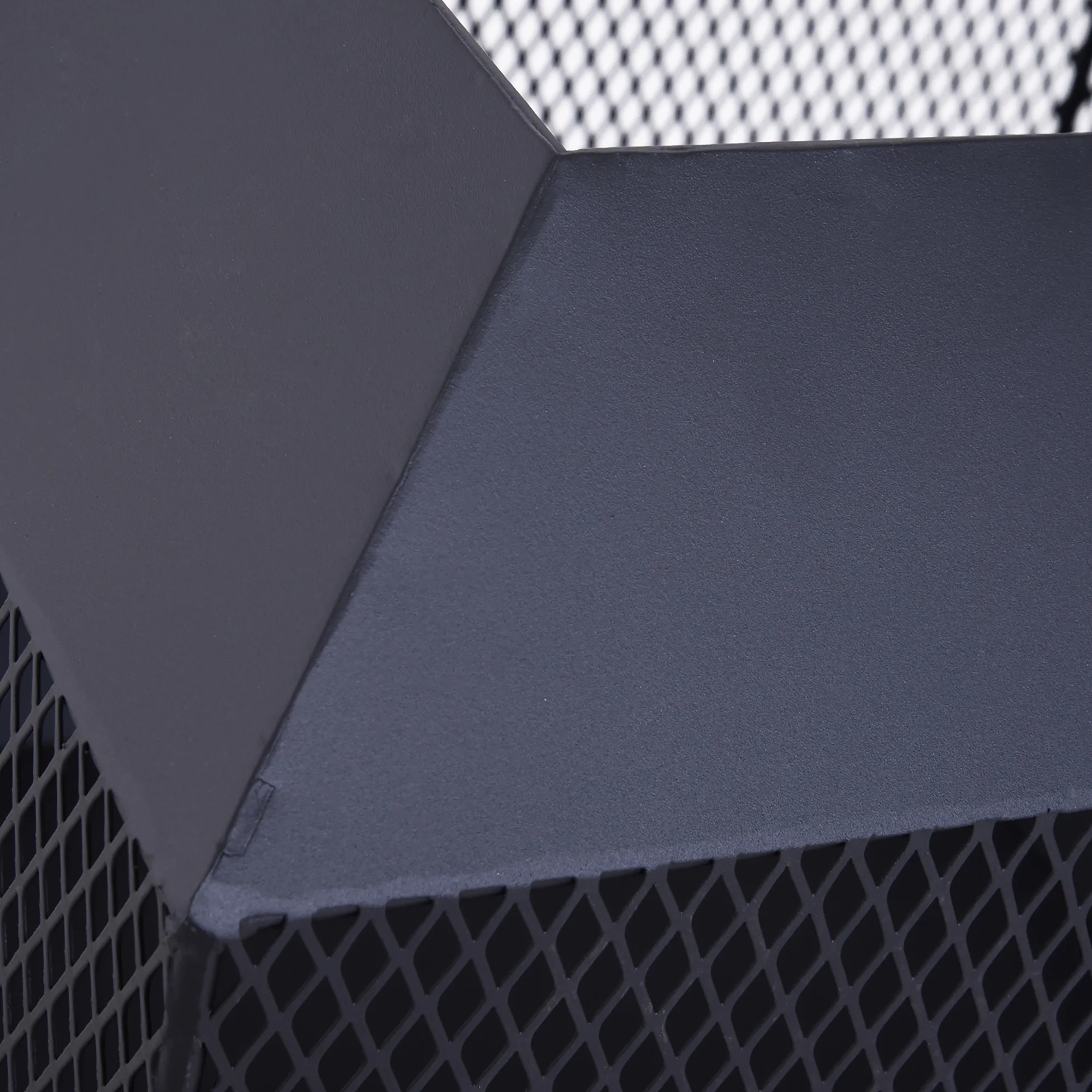 حفرة نار مربعة معدنية من Outsunny حفرة نار شبكية خارجية مع غطاء، صر سجل، بوكر للفناء الخلفي، التخييم