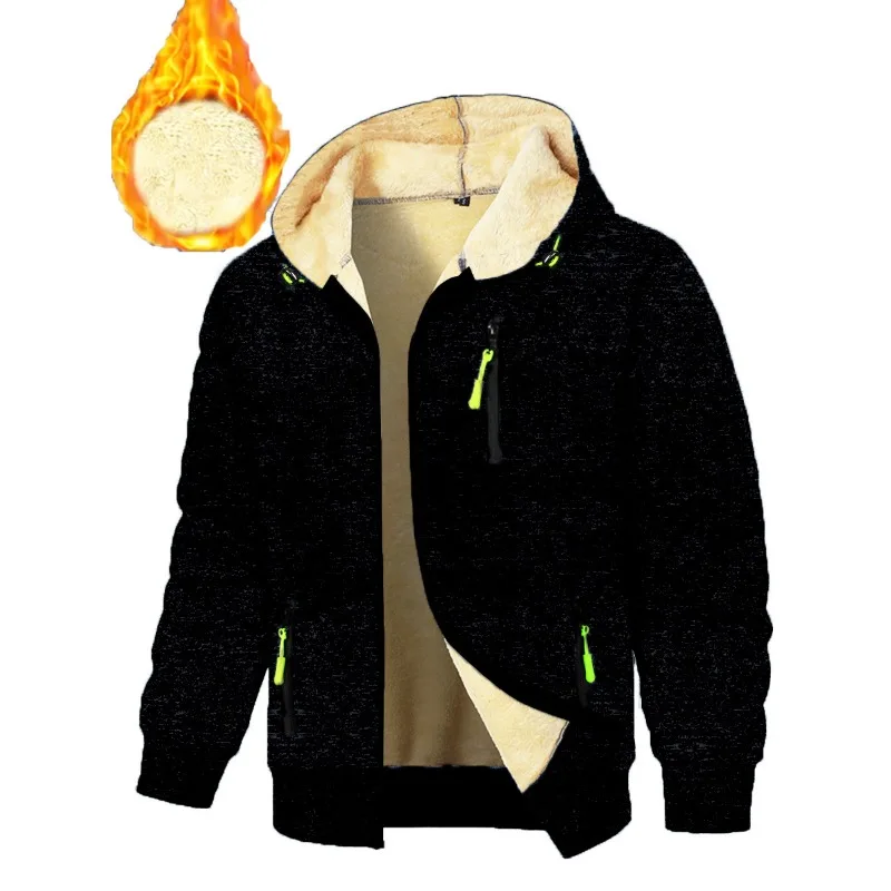 New Thickened Men's Sports Fitness Casual Jacquard Sweatshirt Cardigan Hooded Coat Knitted Cardigan