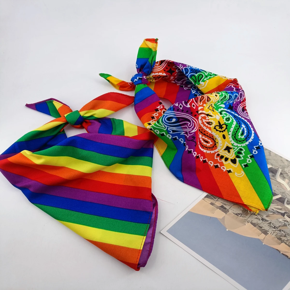 1/4 PCS Trendy Pocket Square Scarf Rainbow Colorful Bandana Neck Tie Handkerchief Fashion Hair Band Hair Accessories