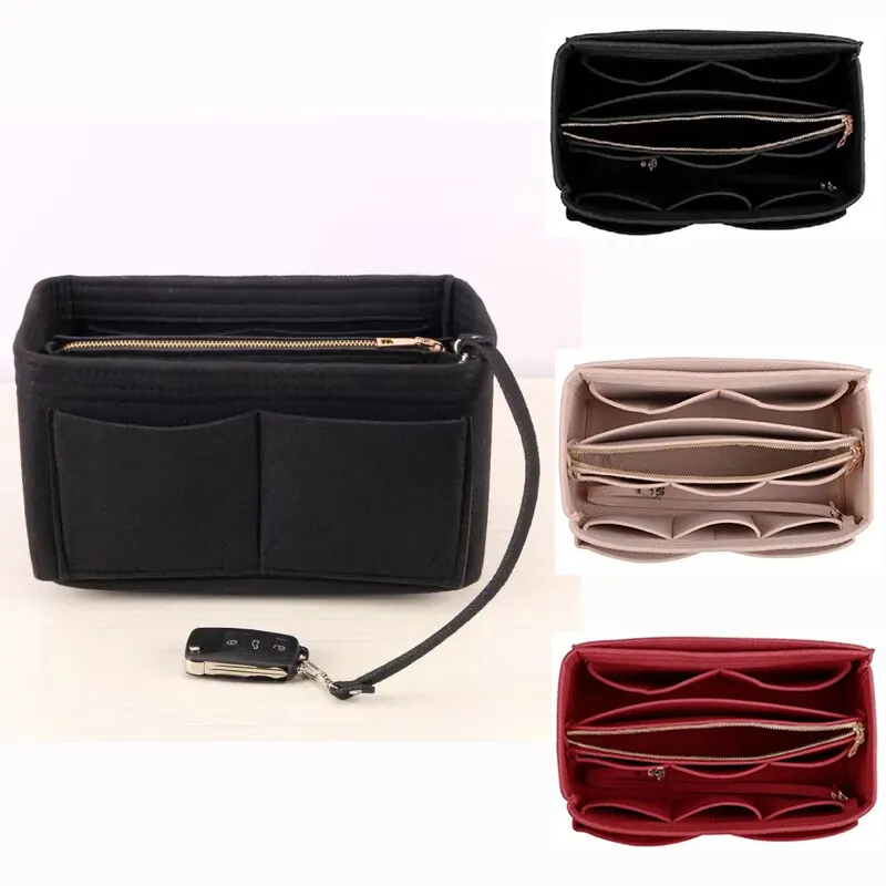 New Women Make up Organizer Felt Insert Bag For Handbag Travel Inner Purse Portable Cosmetic Bags Fit Various Brand Bags