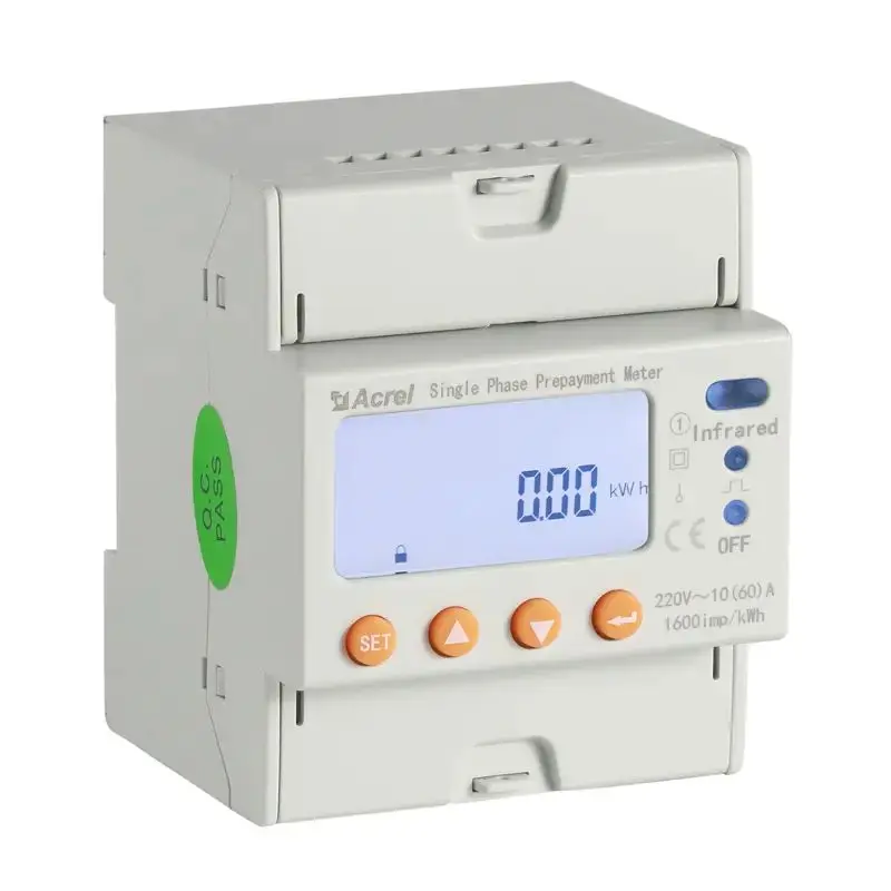 

Acrel 220~265V LCD Display 1-Phase Prepaid Din Rail Energy Meter 60A Input 45~60Hz with Rs485 Modbus-RTU