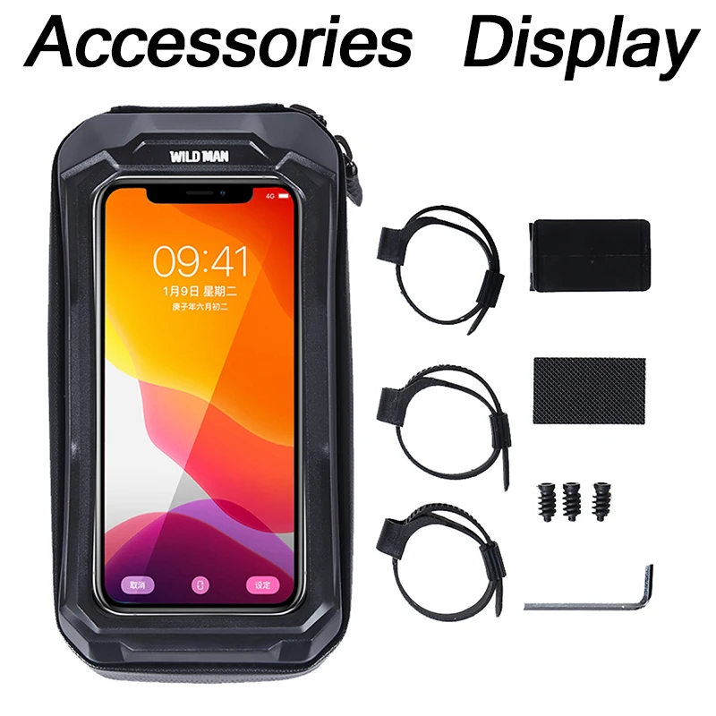 WILD MAN Mountain Bike Bag Front Handlerbar Bag Rainproof 6.7inch Mobile Phone Case Bicycle Top Tube Bag Cycling Accessories