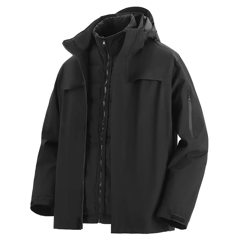 2025 Autumn Winter Men Jacket Thicken Cold-proof Stand Collar Male Outerwear Long Sleeve Outdoor Sport Three-in-one Man Coat