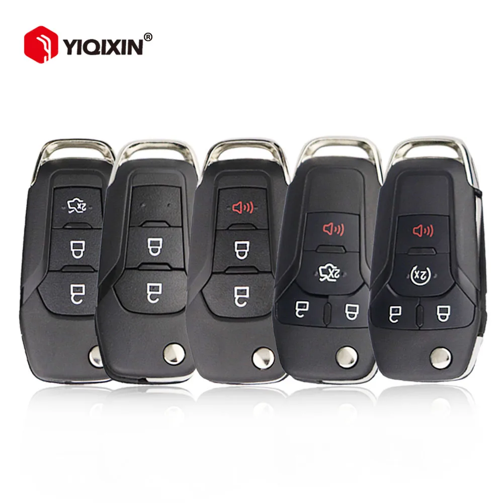 2/3/4 Button Flip Remote Car Key Shell For Ford Focus Fusion Mondeo Kuka Mk2 Mk7 F-150 Explorer Ranger Uncut Blank HU101 Blade