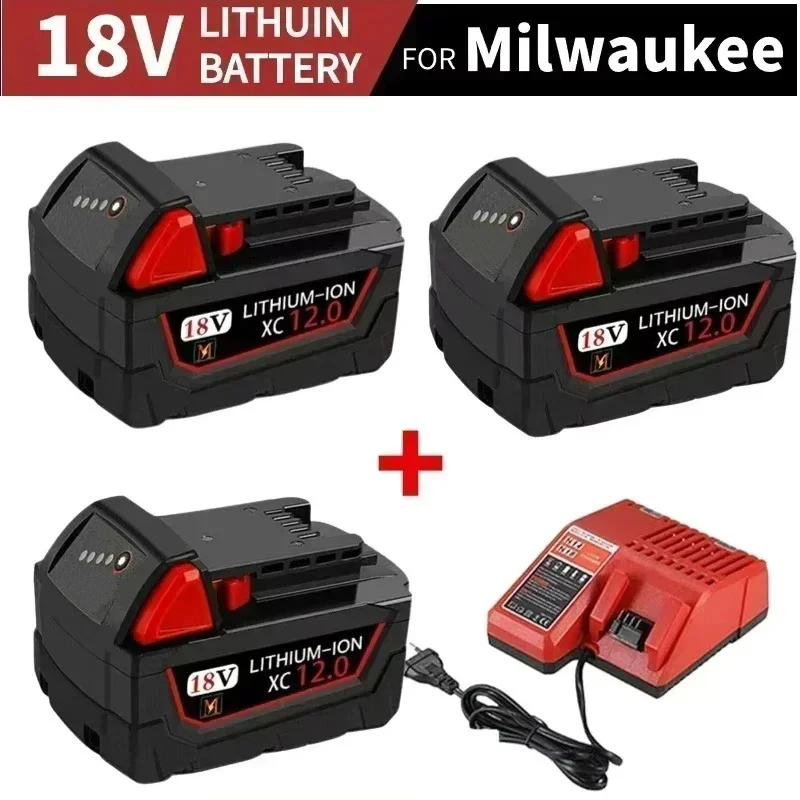 For Milwaukee M18 Battery 18V 12.0Ah 9.0Ah Replacement Lithium Battery for Milwaukee M18 48-11-1815 48-11-1850 2604-22 Battery