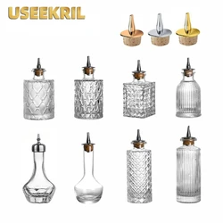 Cocktail Bitters Bottles With Cap Vintage Glass With Stainless Steel Caps Kitchen Seasoning Tools Bar Bartender Accessories