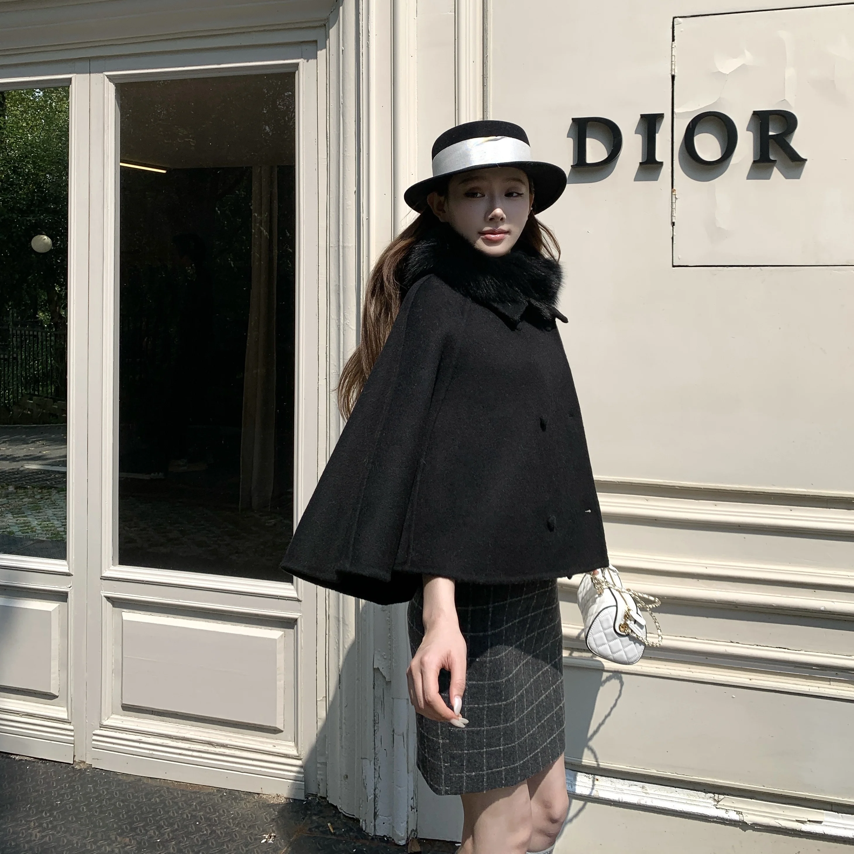 

one Aesthetic Fur Collar Double-Sided Woolen ort Coat Ele Commuter Sle Regular Fit No Brand Chinese Made