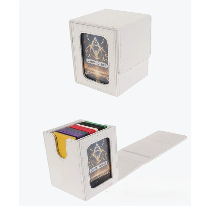 100+ تحميل بطاقة التداول صندوق سطح السفينة اثنين نافذة تصميم بولي Leather الجلود المغناطيسي إغلاق بطاقة الألعاب صندوق تخزين لبطاقات YuGiOh MTG الرياضية