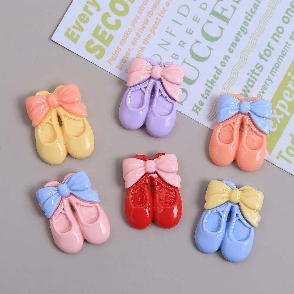 10 Uds. De zapatos de Ballet Kawaii, cabujón plano de resina para álbum de recortes, joyería artesanal, accesorios de decoración