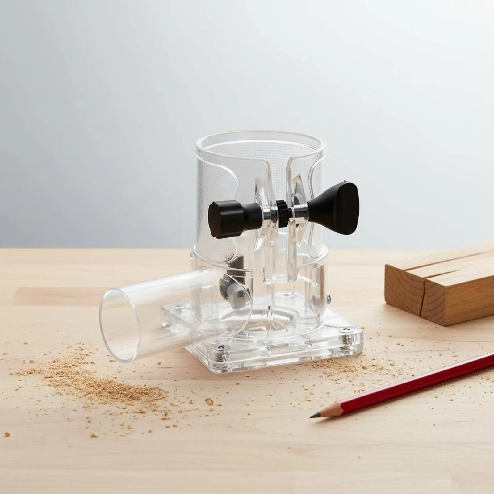 

База для сбора отходов фрезеровки с улучшенной видимостью, прозрачная, износостойкая, для фрезерных станков по дереву