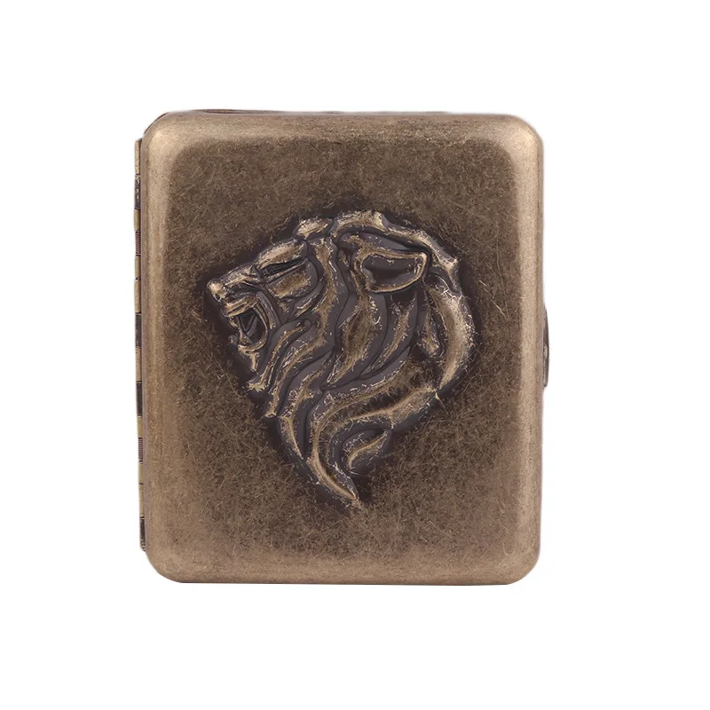 lion cigarette case Handmade Oxidized Brass Embossed  AVAILABLE  Vintage Bombay