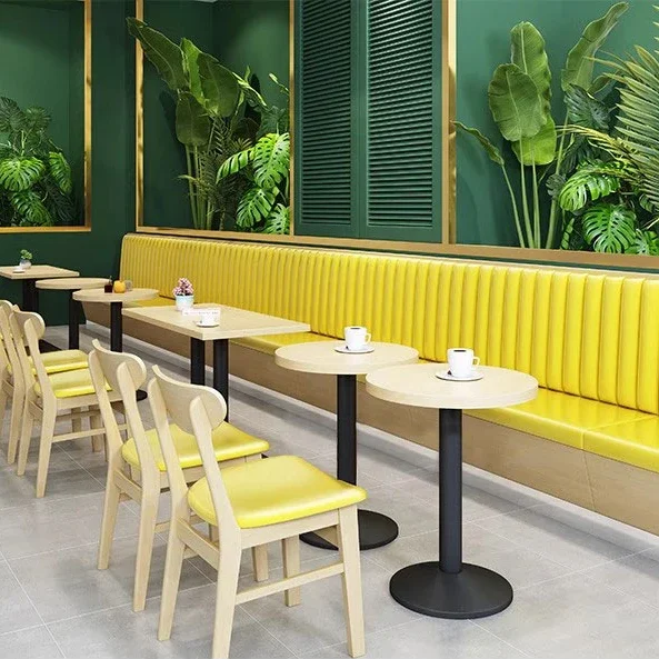

A Dining room furniture wooden stool seat commercial PU leather sofa and dining table chair set, suitable for bar cafe school u