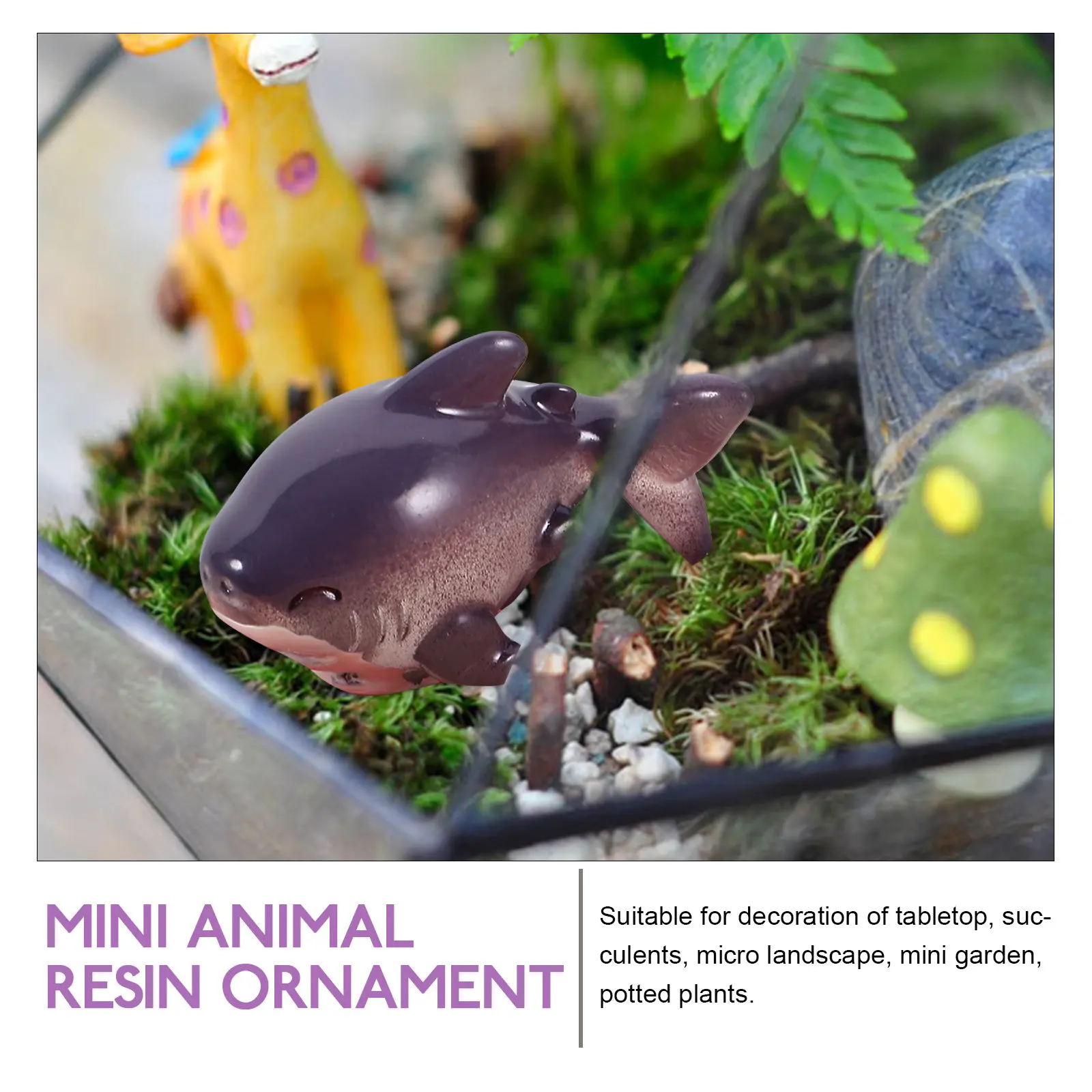 2Pcs Shark Resin Miniatures Creative Tiny Shark Ornaments for Home Garden Bonsai Decor Micro Landscape Additions