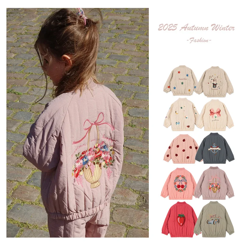 معطف أطفال مطرز KS ماركة 2025 خريف شتاء جديد رائع فتاة سترة سميكة معطف ملابس خارجية دافئة الأولاد صوف الضأن