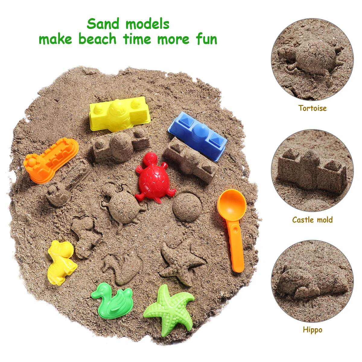 TOYMYTOY 27PCS Sand Molding Toys Kid's Summer Beach Toys Sand Play Set with Castle Animal Sand Molds and Tools (Random Color)