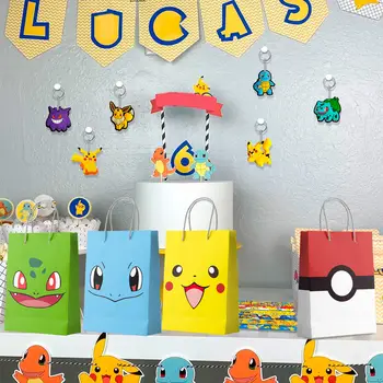 寶可夢主題兒童生日派對禮品套裝,110件寶可夢派對用品-皮卡丘禮品袋、徽章、貼紙等。 10 最佳銷售 寶可夢主題生日派對裝飾 - №5