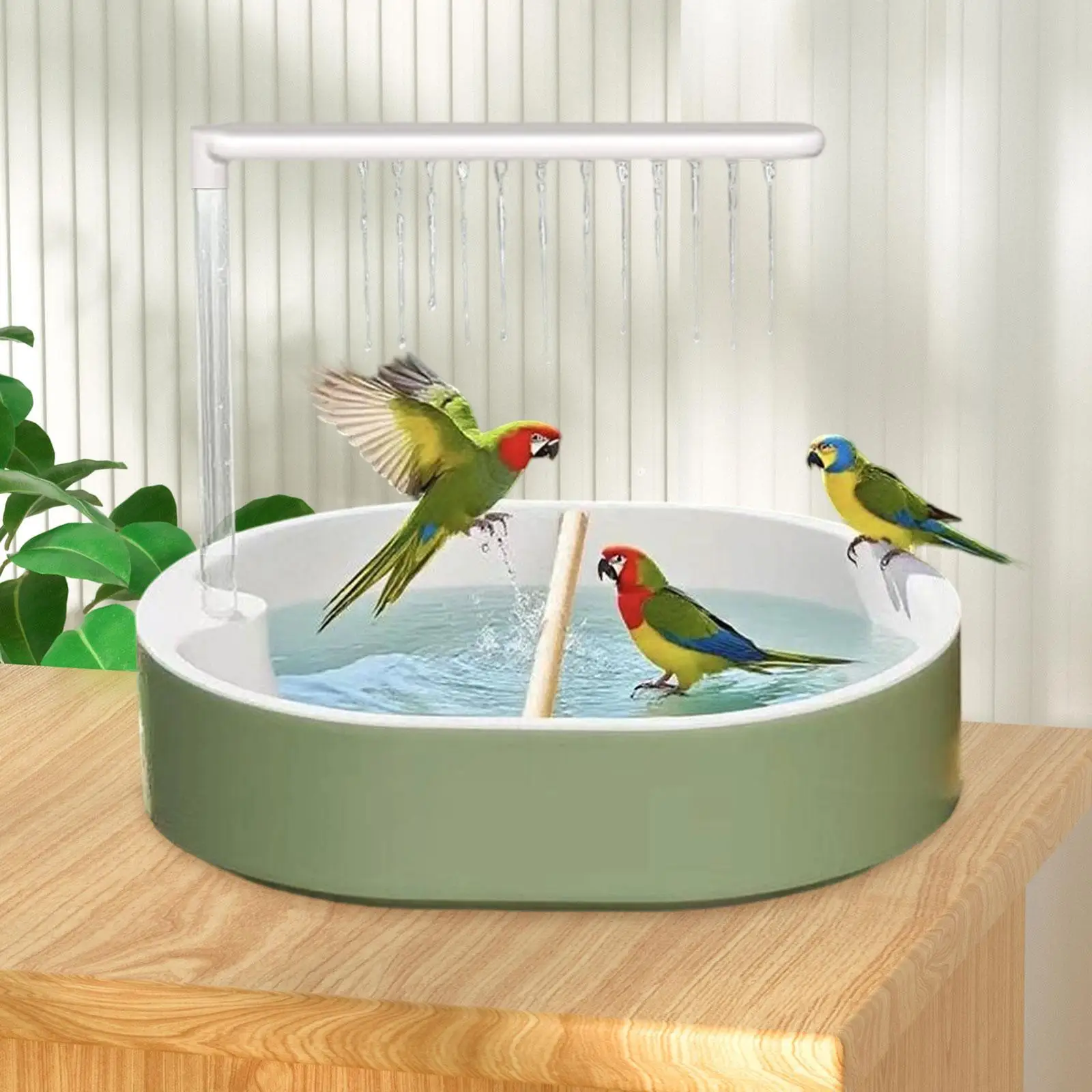 Automatic Parrot Bath Shower Bird Bathtub Cage Accessory Easy Clean Tub with Water Pump for Birds
