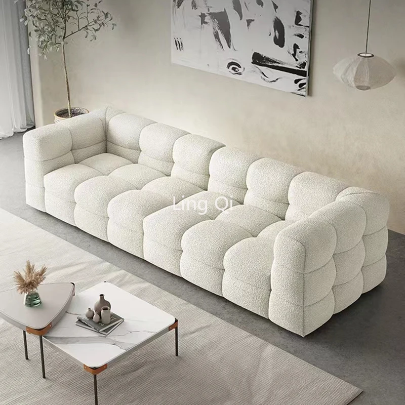 

Living Room Xxl Sofa Bed Lambswool Nordic Minimalist Wood Decoration Couch Lazy Luxury White Adults Large Canape Salon Furniture