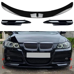 For BMW 3 Series E90 E91 M-Tech Sport Pre-LCI 320i 325i 2005-08 Front Bumper Spoiler Lip +Side Fog Light Air Vent Splitter Cover