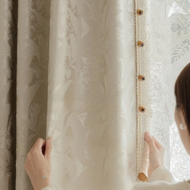 High-precision Embossed Jacquard Streamer Tree Shadow Luxury Custom Size Curtains for Living Dining Room Bedroom Blackout