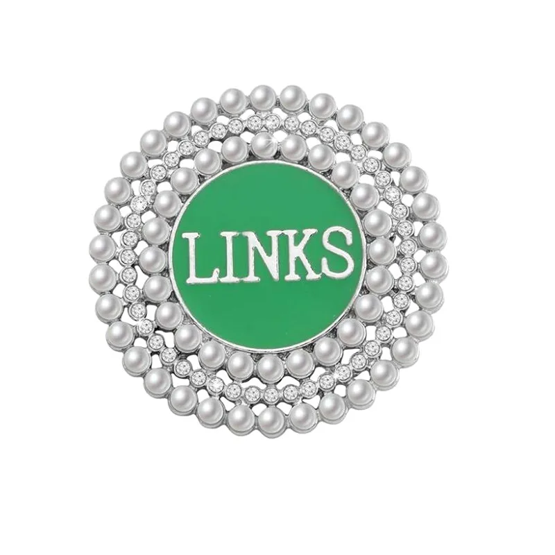 Quality Large Size Metal Green Enamel Diamond Pearl Black Women Group The Incorporated Links Brooches Jewelry