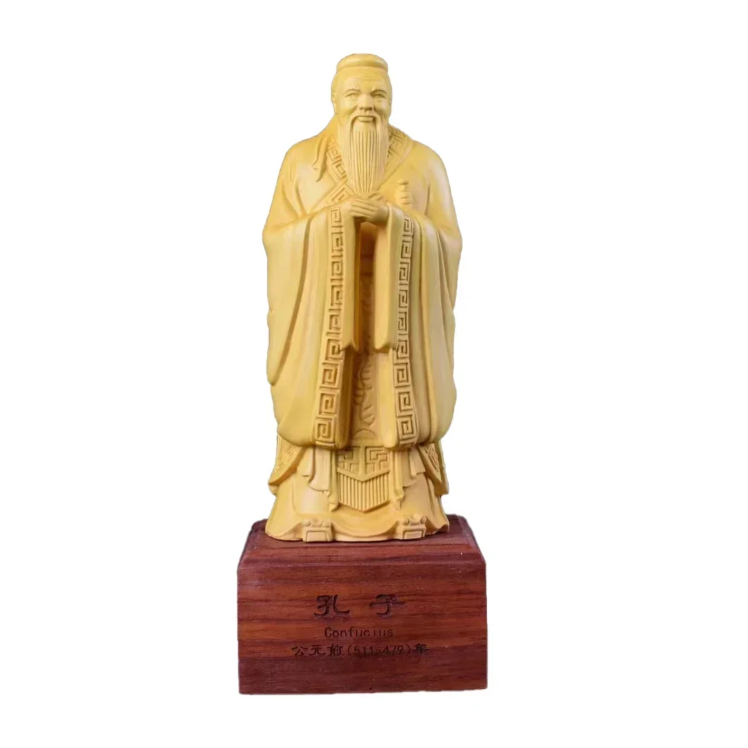 Wooden Confucius vintage figure statue  modern art engraving Home study literary decorations gift collection 15-21cm