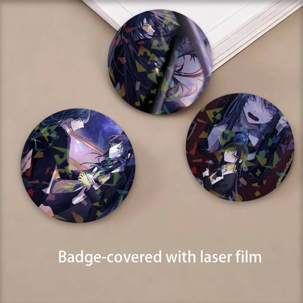Cartoon Singer Ado Round Badge Lapel Pins for Backpacks Briefcase Laser Brooch Clothes Gifts
