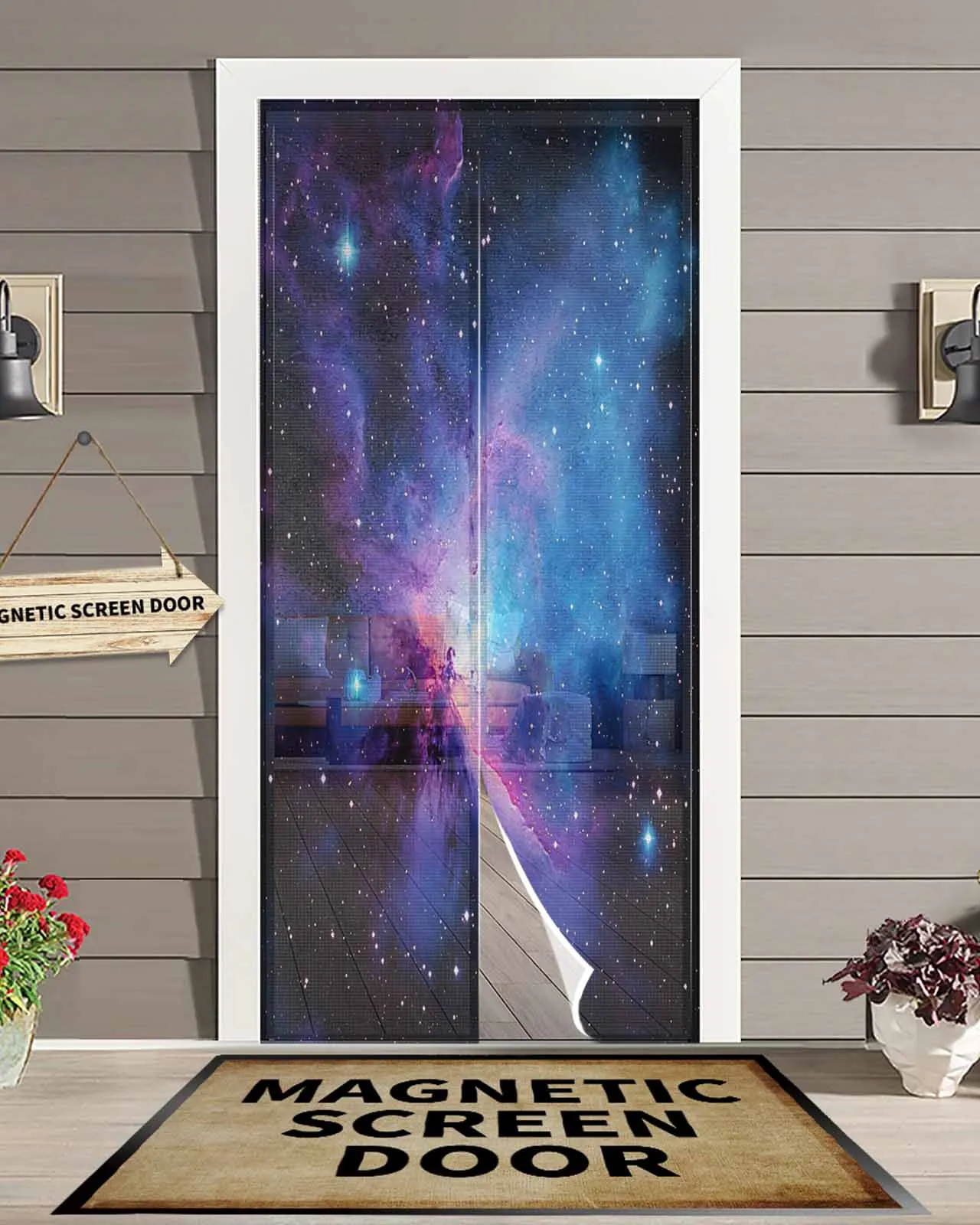 

Modernism Starry Sky Scenery Magnetic Door Curtain Living Room Bedroom Home Anti-mosquito Screen Door Curtain
