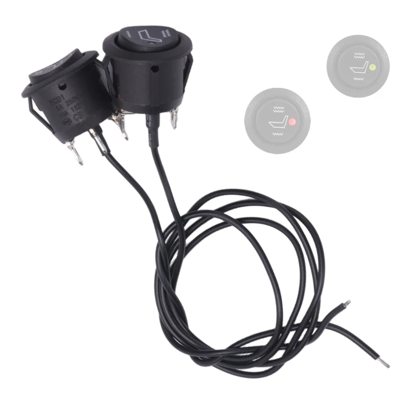 Heating Control Switches, Round Heating On/Off Control Pair with 12 V 3-Pin Connection, Icon-Marked Faces for H8WE