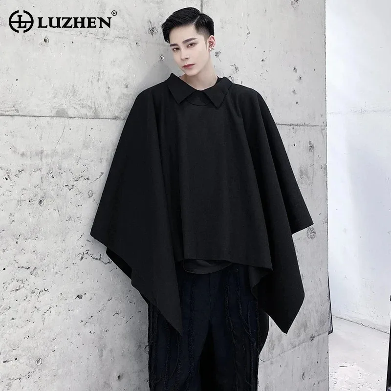 

LUZHEN 2024 Trendy New Men Cloak Design Woolen Coat Street High Quality Solid Color Versatile Trench Clothes Stylish Tops LZ5369