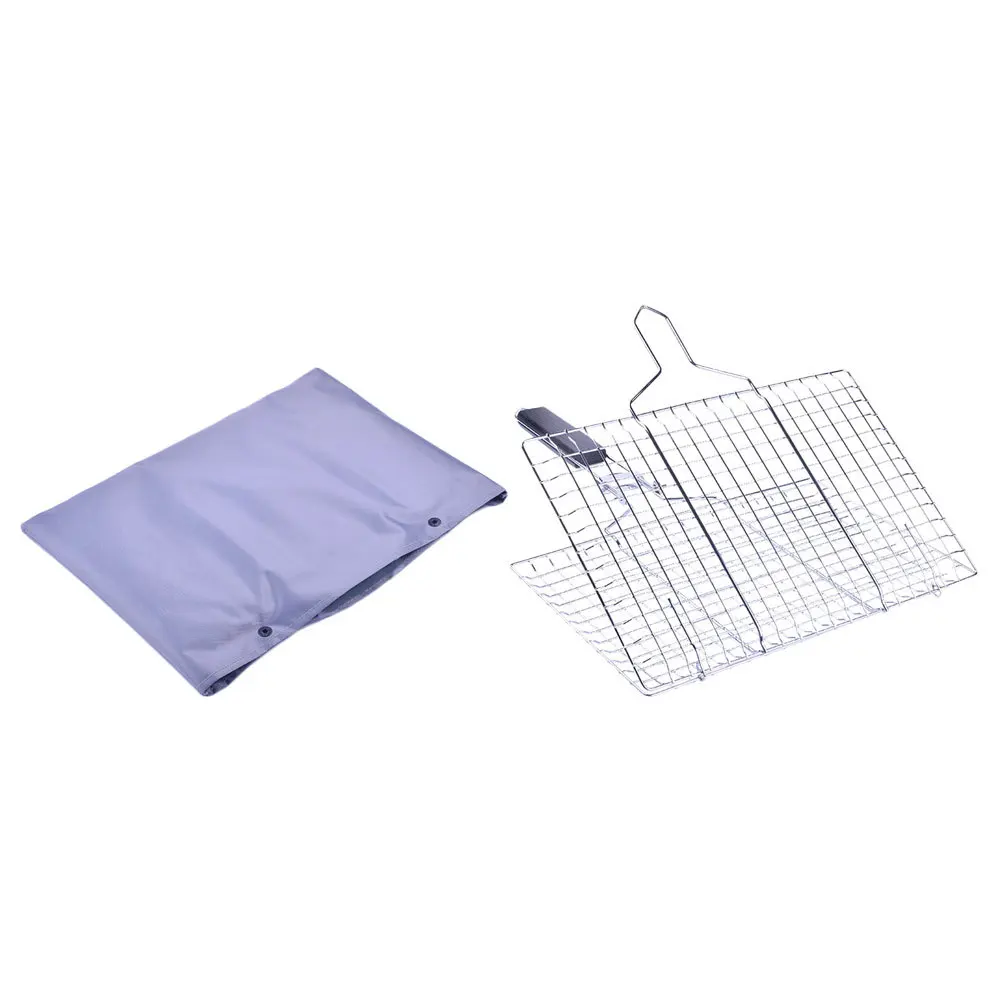 

1Set Stainless Steel Bbq Mesh Grill Net Clip for Outdoor Barbecue Camping Picnic Meat Fish Vegetables Non-Stick Portable