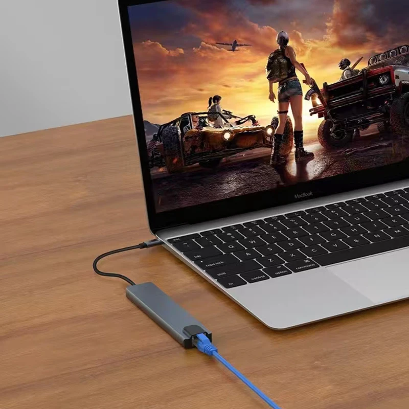 Eight In One Expansion Dock Type-C Aluminum Alloy Expansion Dock 3.0 USB Splitter 100Mbps Ethernet Hub HUB Computer