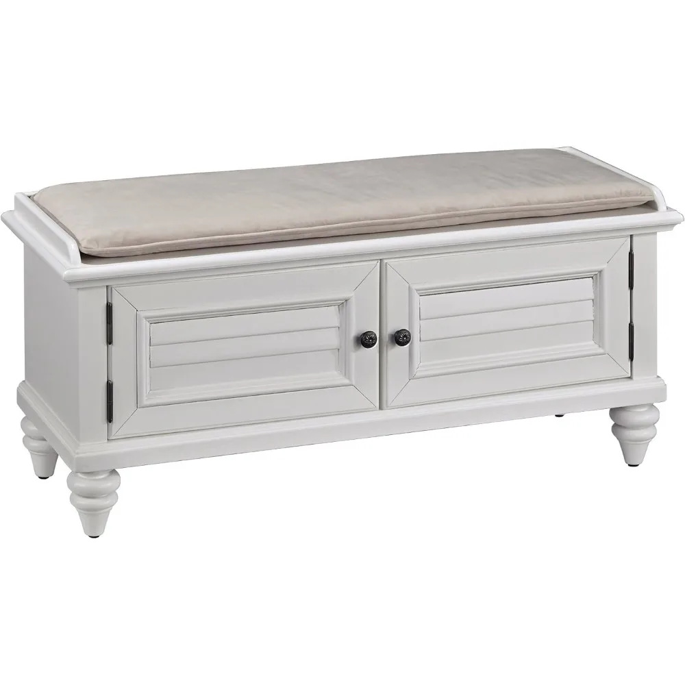 

Bermuda Brushed White Upholstered Bench by Home Styles