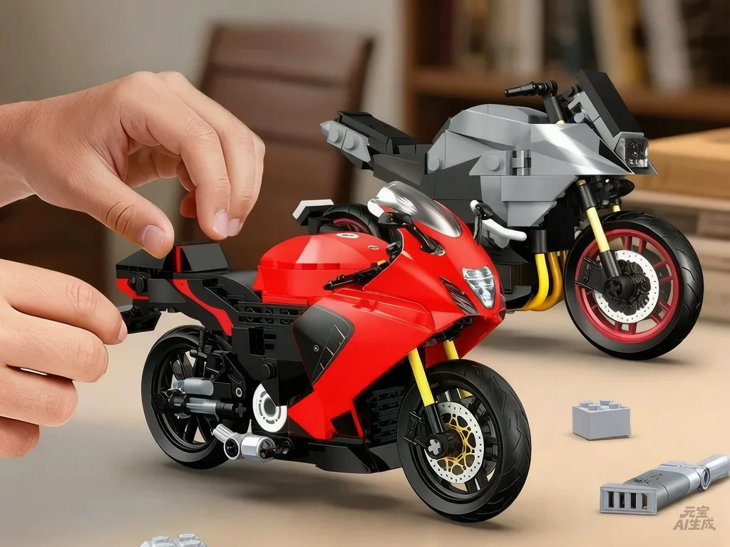 1:12 Maßstab Japanisches Motorrad-Modell GSX1300R Hayabusa Katanas Bausteine Spielzeug-Sammlung für Jungen Geschenke – Detail 8