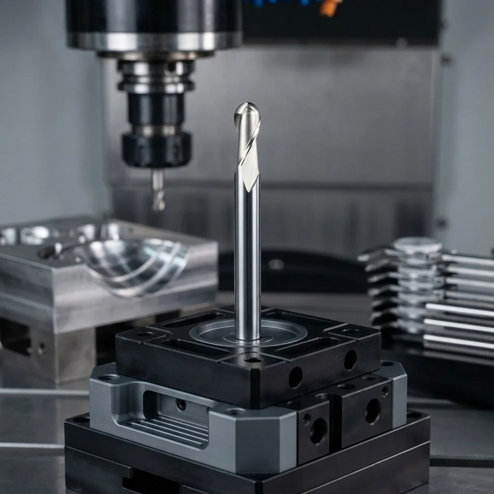 1pc HSS Ball Nose End Mill R4 Radius Straight Shank for External Corner Profiling and Curved Machining Operations