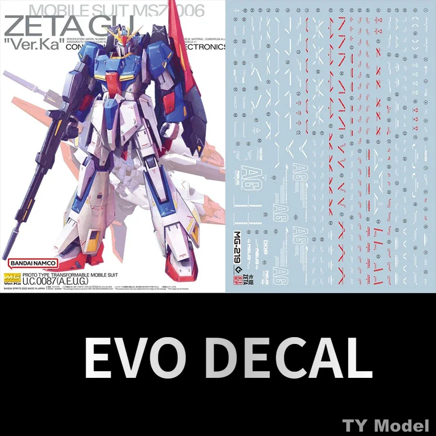 EVO Decal for ZETA Ver.Ka MG-219 20Th Anniversary Model Kit Fluorescent Water Sticker for Assembly Model Hobby DIY