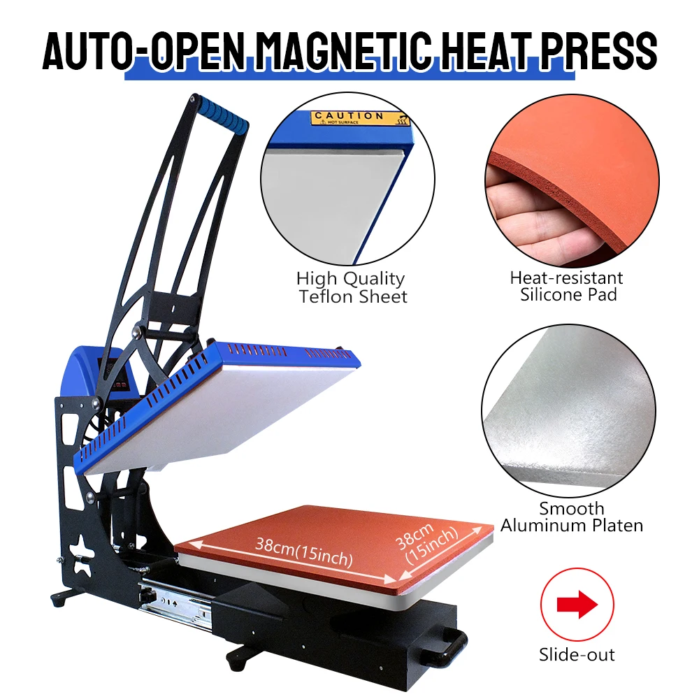 New Auto-Open Printing Machine Drawer Magnetic Heat Press Machine 38*38cm for Tshirt Printing
