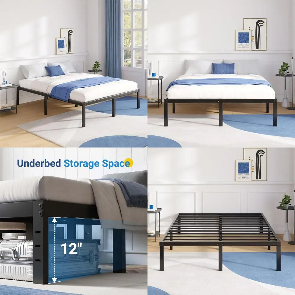 

14 Inch Queen Size Metal Platform Bed - Quiet Design, Heavy Duty, Storage Space, Easy Assembly, No Box Spring Needed