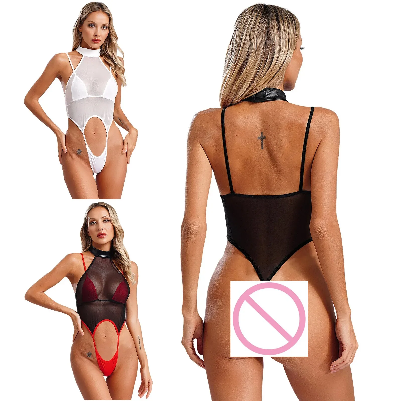 Womens Sexy Hollow Out Bodysuit Lingerie Set Costume Seethru Fun Underwear Jumpsuits Erotic Hot Lovers Flirt Night Secret Show