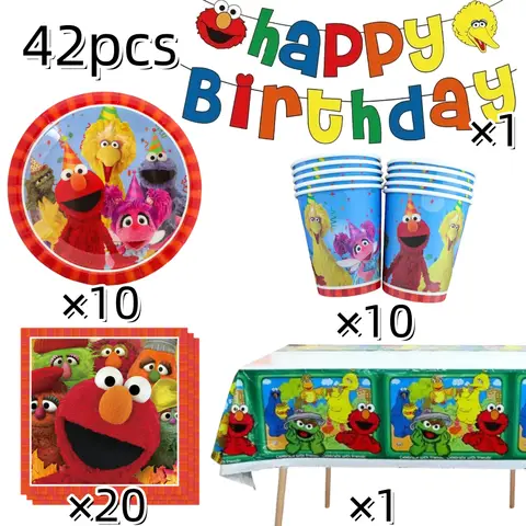 कार्टून सेसमेड स्ट्रीट जन्मदिन पार्टी सजावट टेबलवेयर सेट पृष्ठभूमि प्लेटें बैनर गुब्बारे बेबी शॉवर बच्चों की पार्टी के लिए 6 best sales पर्व पार्टी की सजावट - №3