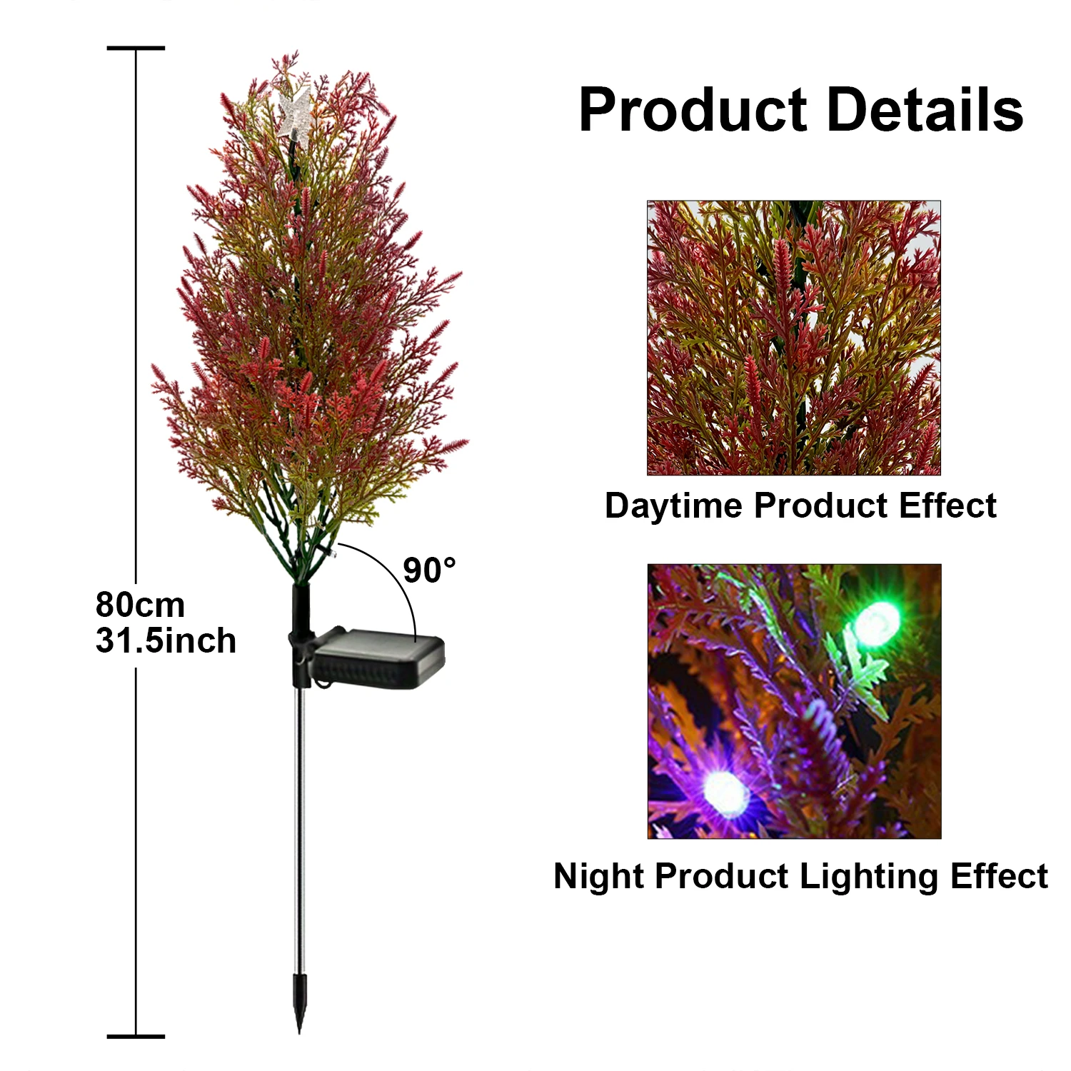 Impermeável LED Solar Tree Light, Variação Multi-Color, Decoração de Natal ao ar livre, atmosfera, 1 pc