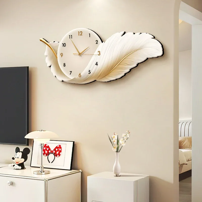 Korean Feather Wall Clocks Kitchen Aesthetic Minimalist Nordic Art Mural Clock Wall Luxury Bedrooms Duvar Saati Home Decoration