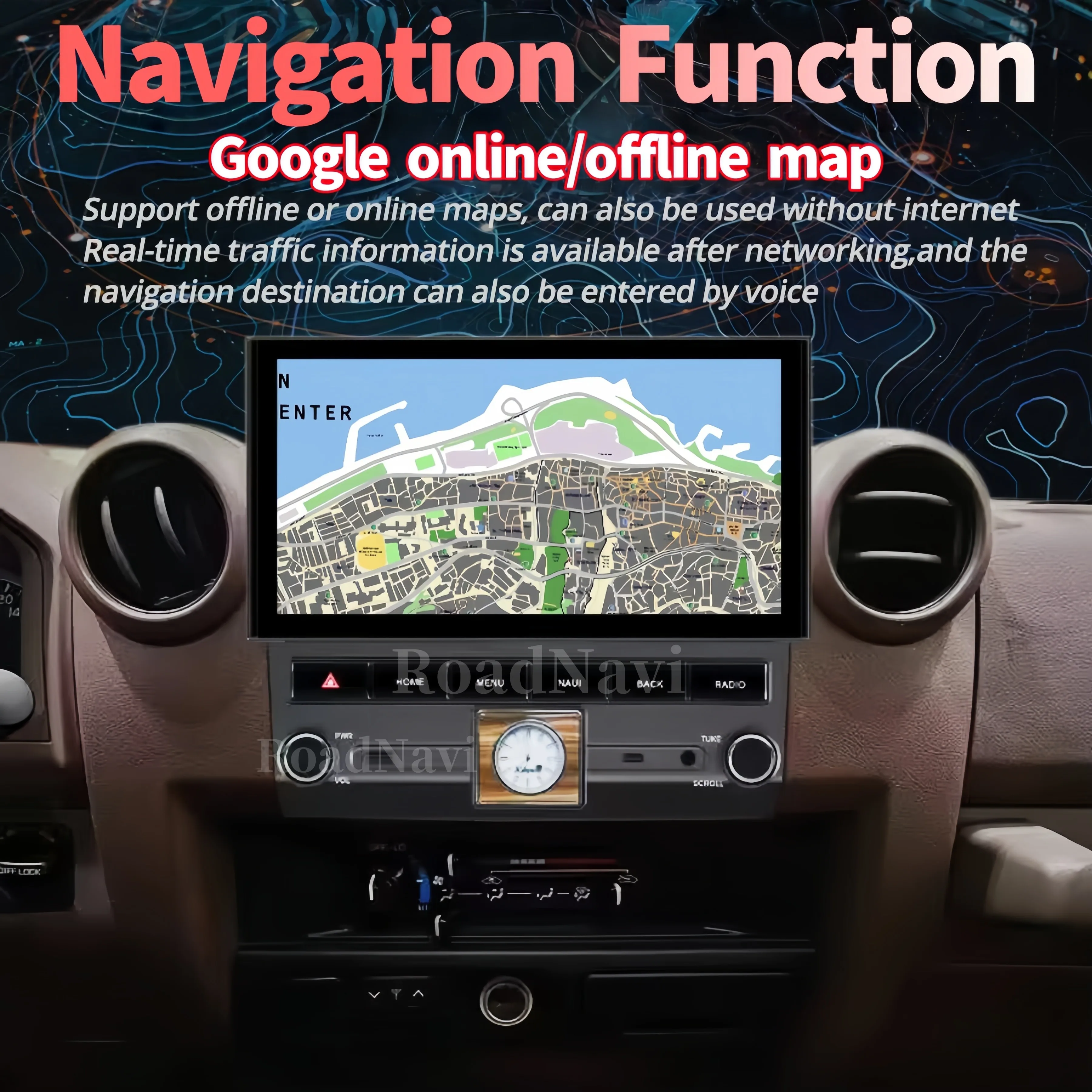 Lettore DVD per auto da 11.2 "per Toyota Land Cruiser LC76 LC70 LC75 2007-2021 Autoradio montato su cruscotto Carplay GPS