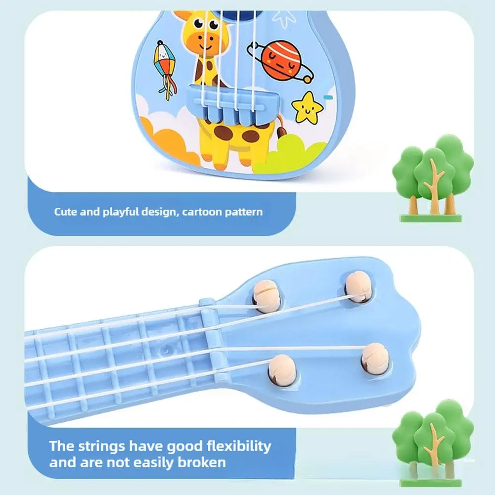 Gitara ukulele dla dzieci, zabawka, instrument dla początkujących, symulacja instrumentu, instrument edukacyjny, zabawka muzyczna.
