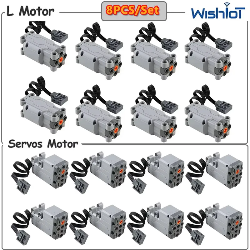 Juego de 8 Piezas de Bloques de Construcción con Tecnología de Motor Servo L/Servo de Segunda Generación, Funciones de Potencia, Ladrillos MOC, Accesorios para Juguetes DIY