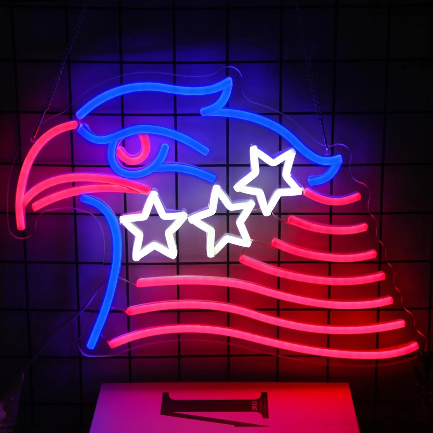 

Patriotic Eagle American Flag LED Neon Sign USA Stars Stripes Wall Bedroom Memorial Day 4th July Independence Day Decorations