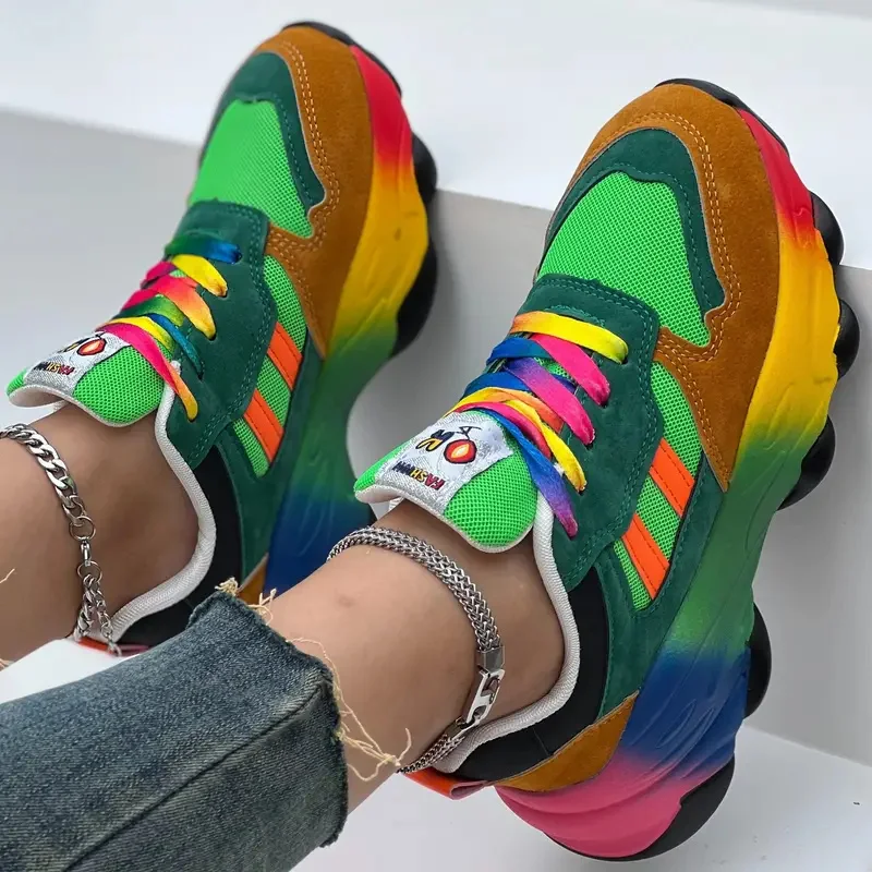 Women Sneakers Fashion Running Colorful Casual Sneakers Women Comfort Lace Up Outdoor Platform Shoes for Women Zapatos De Mujer image 2